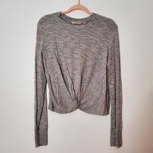 Athleta Women's Heathered Gray Twist Front Modal Blend Long Sleeve Top Size XS